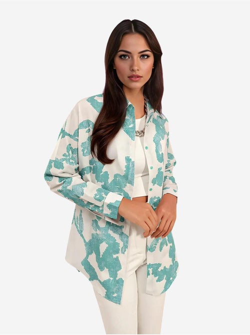 Camicia oversize in popeline con motivo e bottoni bdart - Kiabi