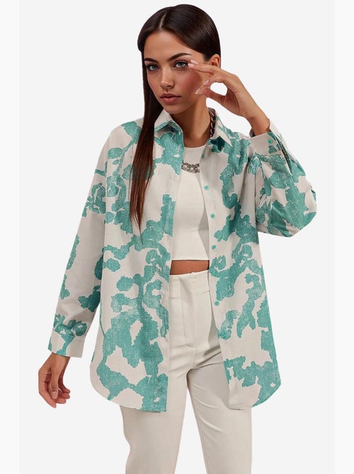 Camicia oversize in popeline con motivo e bottoni bdart - Kiabi