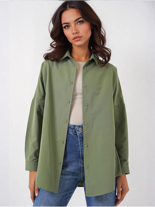 Camicia oversize in popeline con motivo e bottoni bdart - Kiabi Camicia oversize in popeline con motivo e bottoni bdart - Kiabi