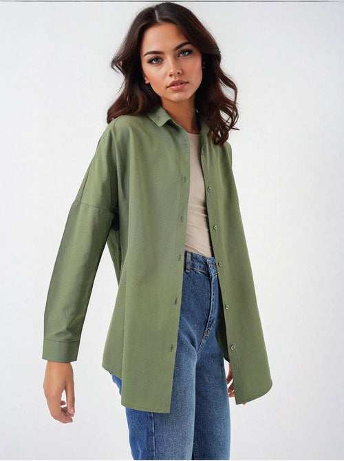 Camicia oversize in popeline con motivo e bottoni bdart - Kiabi Camicia oversize in popeline con motivo e bottoni bdart - Kiabi