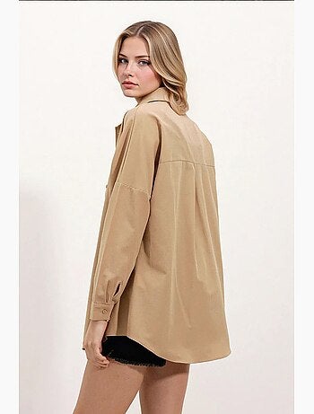 Camicia oversize in popeline con motivo e bottoni bdart