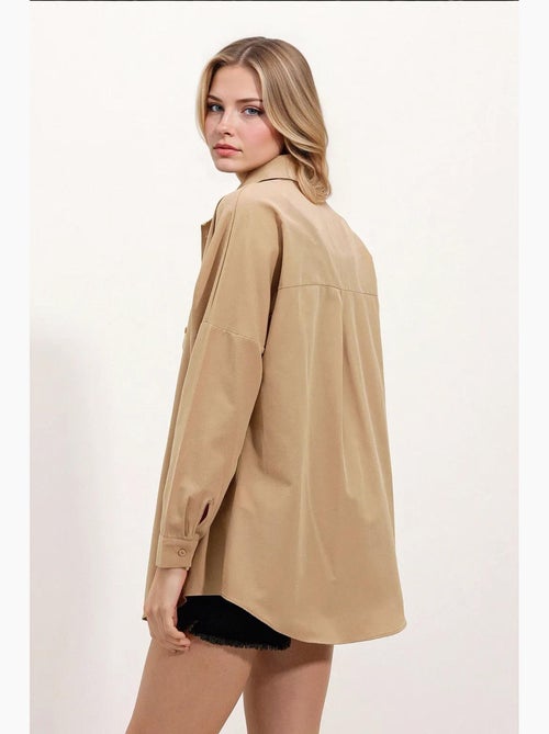 Camicia oversize in popeline con motivo e bottoni bdart - Kiabi Camicia oversize in popeline con motivo e bottoni bdart - Kiabi