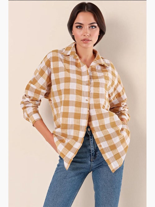 Camicia oversize in popeline con motivo e bottoni bdart - Kiabi