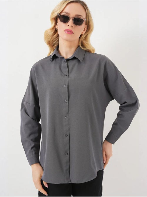 Camicia oversize in popeline con motivo e bottoni bdart - Kiabi Camicia oversize in popeline con motivo e bottoni bdart - Kiabi