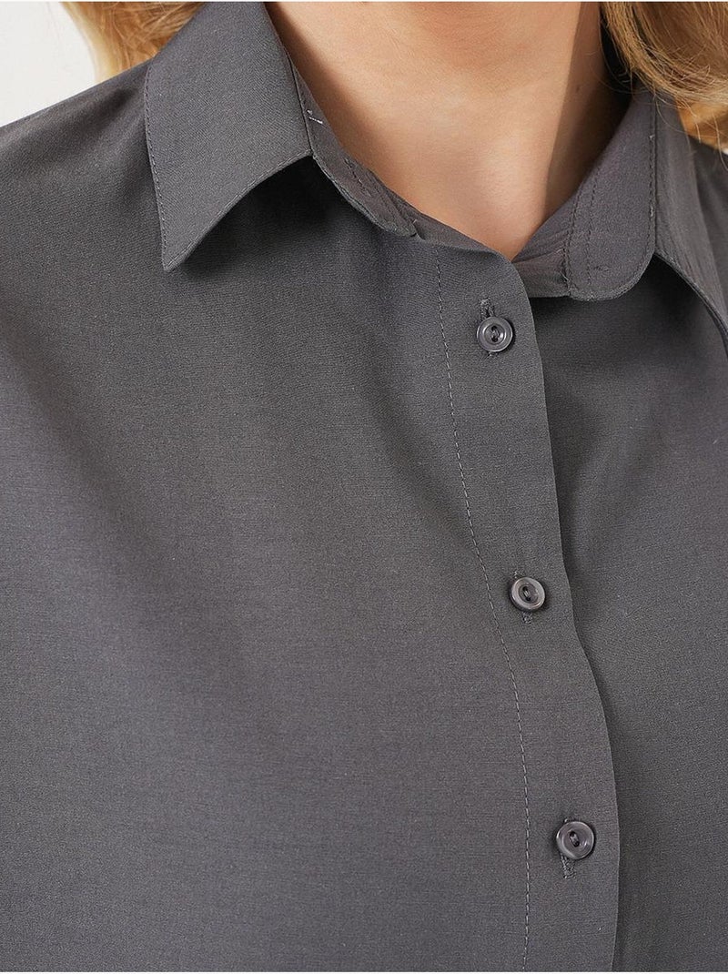 Camicia oversize in popeline con motivo e bottoni bdart Grigio nero - Kiabi