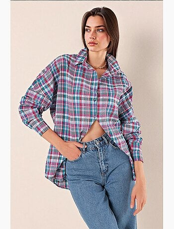 Camicia oversize in popeline con motivo e bottoni bdart