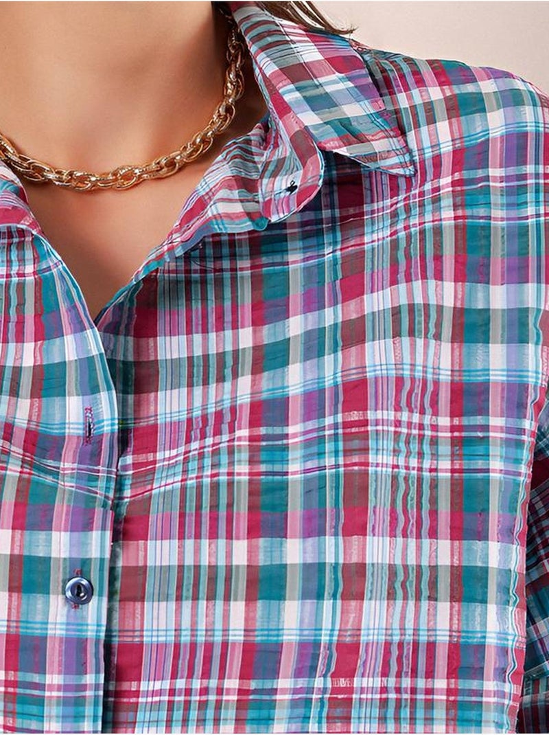 Camicia oversize in popeline con motivo e bottoni bdart Lampone - Kiabi