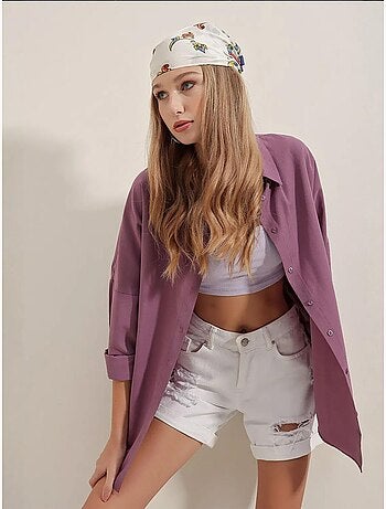 Camicia oversize in popeline con motivo e bottoni bdart