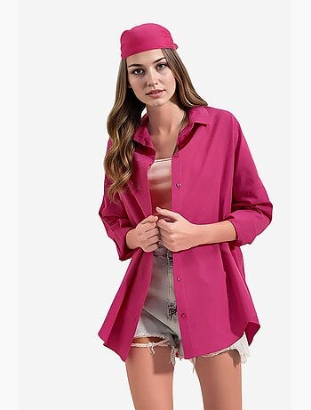Camicia oversize in popeline con motivo e bottoni bdart