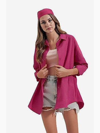 Camicia oversize in popeline con motivo e bottoni bdart
