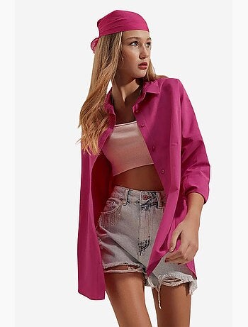 Camicia oversize in popeline con motivo e bottoni bdart