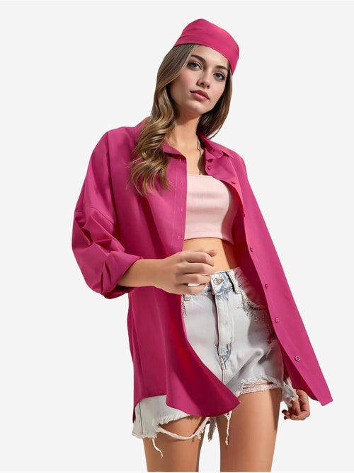 Camicia oversize in popeline con motivo e bottoni bdart - Kiabi Camicia oversize in popeline con motivo e bottoni bdart - Kiabi
