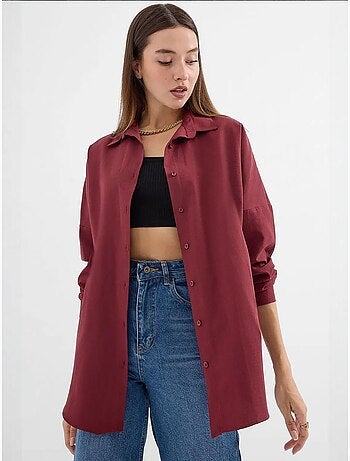 Camicia oversize in popeline con motivo e bottoni bdart