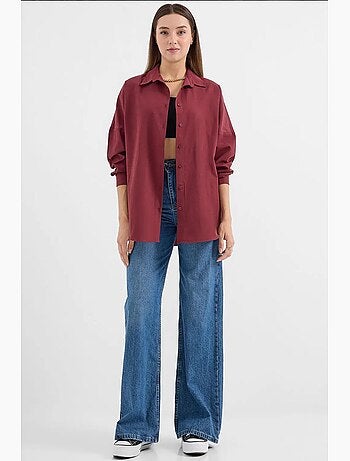 Camicia oversize in popeline con motivo e bottoni bdart