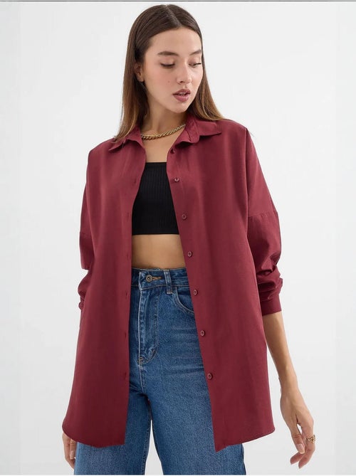 Camicia oversize in popeline con motivo e bottoni bdart - Kiabi Camicia oversize in popeline con motivo e bottoni bdart - Kiabi