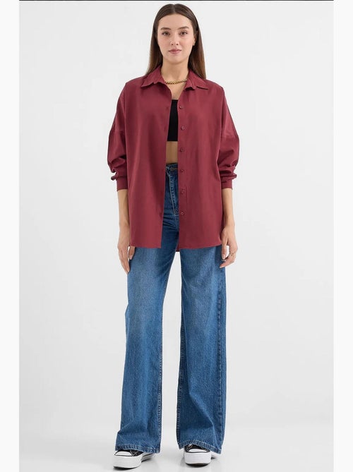 Camicia oversize in popeline con motivo e bottoni bdart - Kiabi Camicia oversize in popeline con motivo e bottoni bdart - Kiabi