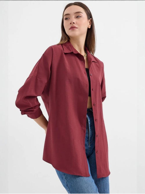 Camicia oversize in popeline con motivo e bottoni bdart - Kiabi Camicia oversize in popeline con motivo e bottoni bdart - Kiabi