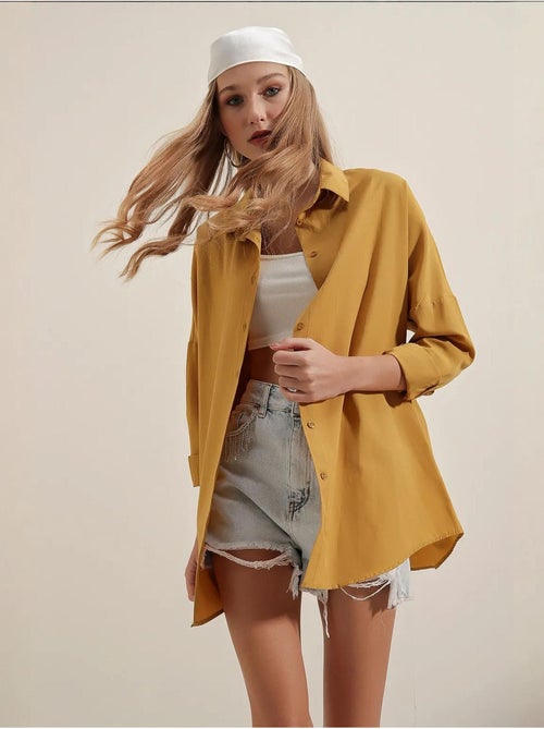 Camicia oversize in popeline con motivo e bottoni bdart - Kiabi Camicia oversize in popeline con motivo e bottoni bdart - Kiabi