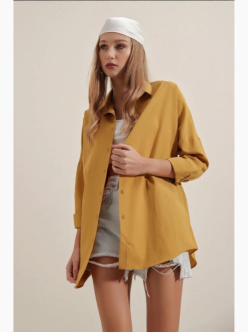 Camicia oversize in popeline con motivo e bottoni bdart - Kiabi Camicia oversize in popeline con motivo e bottoni bdart - Kiabi