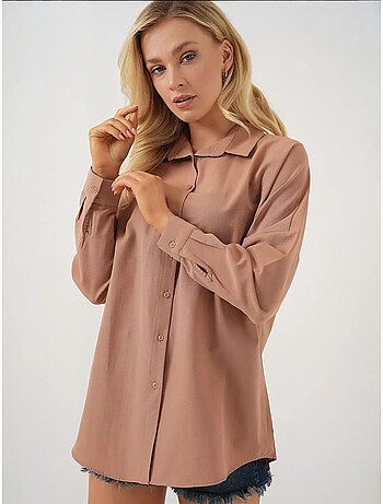 Camicia oversize in popeline con motivo e bottoni bdart