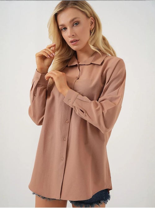 Camicia oversize in popeline con motivo e bottoni bdart - Kiabi Camicia oversize in popeline con motivo e bottoni bdart - Kiabi