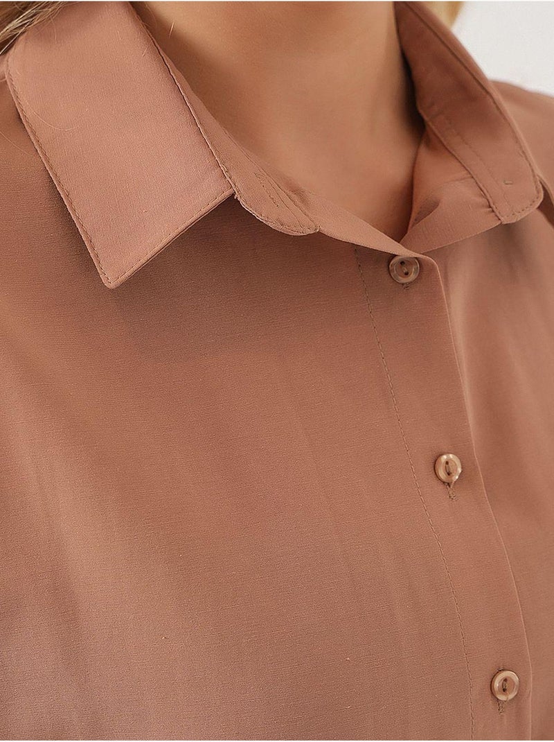 Camicia oversize in popeline con motivo e bottoni bdart Tortora - Kiabi