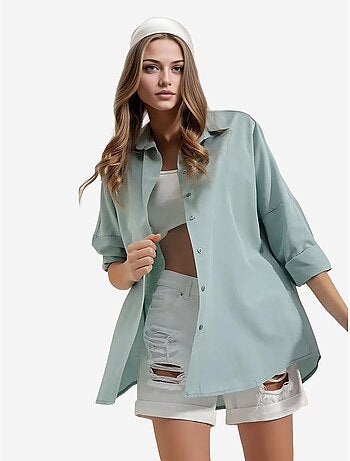 Camicia oversize in popeline con motivo e bottoni bdart