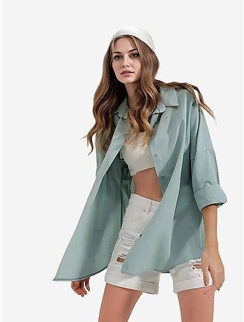 Camicia oversize in popeline con motivo e bottoni bdart
