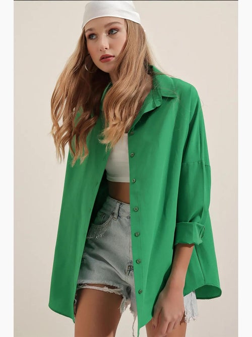 Camicia oversize in popeline con motivo e bottoni bdart - Kiabi