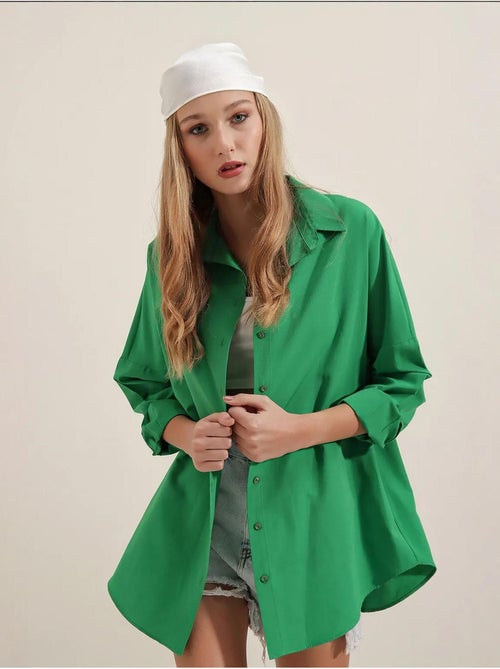 Camicia oversize in popeline con motivo e bottoni bdart - Kiabi