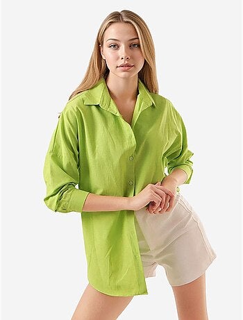 Camicia oversize in popeline con motivo e bottoni bdart
