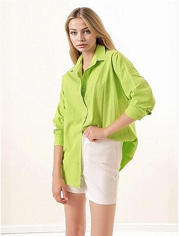 Camicia oversize in popeline con motivo e bottoni bdart