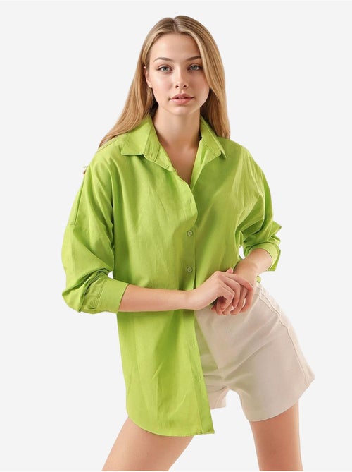 Camicia oversize in popeline con motivo e bottoni bdart - Kiabi Camicia oversize in popeline con motivo e bottoni bdart - Kiabi