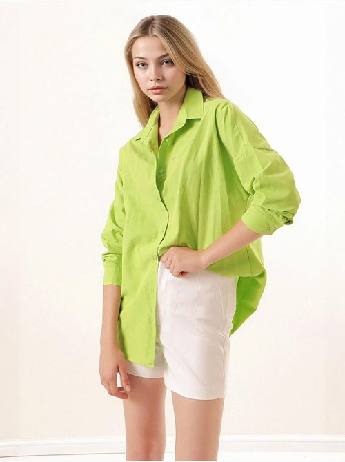 Camicia oversize in popeline con motivo e bottoni bdart - Kiabi Camicia oversize in popeline con motivo e bottoni bdart - Kiabi