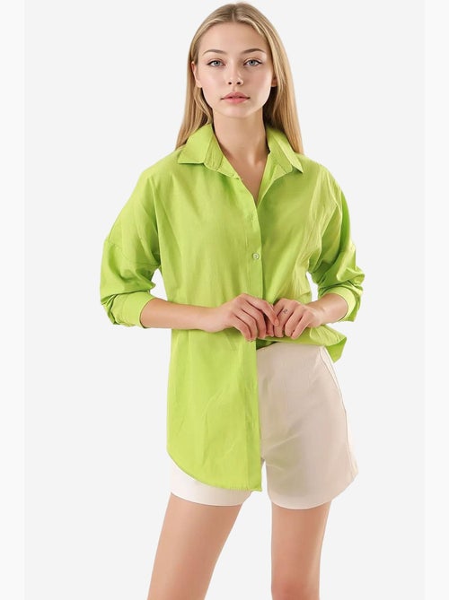 Camicia oversize in popeline con motivo e bottoni bdart - Kiabi Camicia oversize in popeline con motivo e bottoni bdart - Kiabi