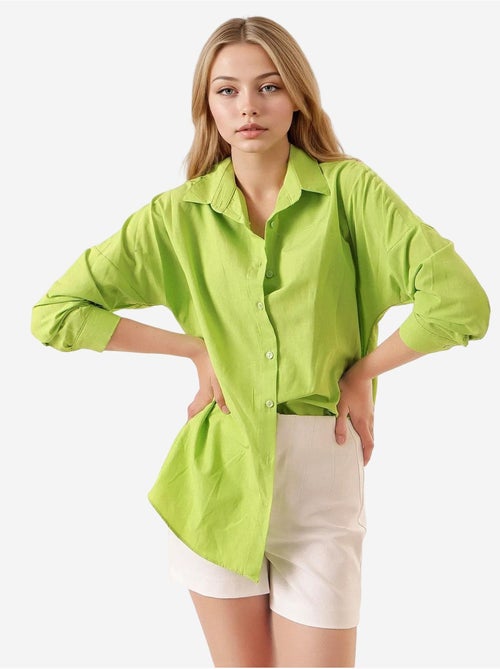 Camicia oversize in popeline con motivo e bottoni bdart - Kiabi Camicia oversize in popeline con motivo e bottoni bdart - Kiabi
