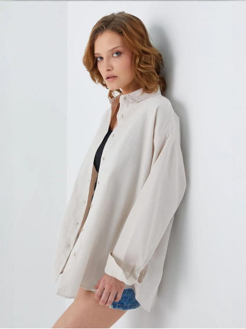 Camicia oversize in popeline mixray - Kiabi Camicia oversize in popeline mixray - Kiabi