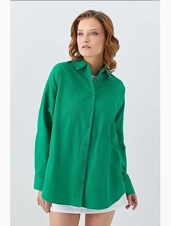Camicia oversize in popeline mixray