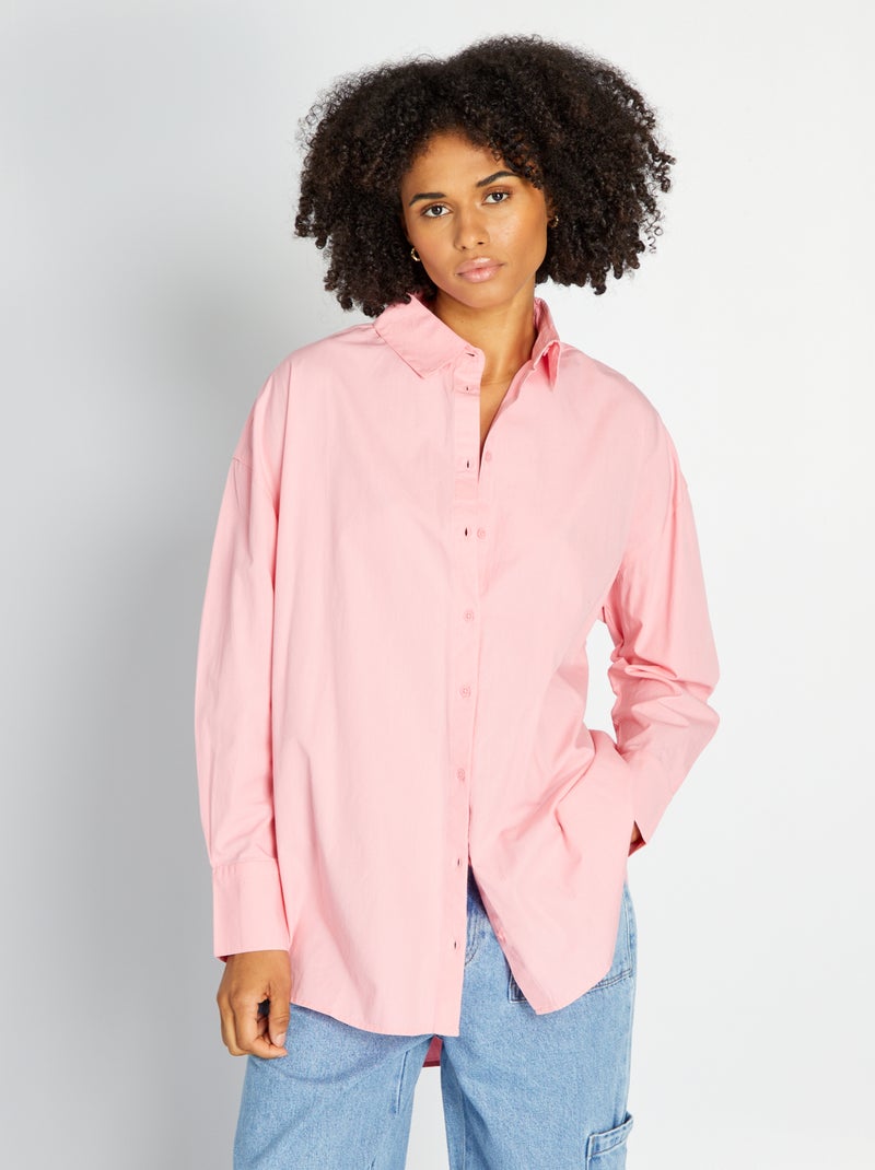 Camicia oversize in popeline ROSA - Kiabi