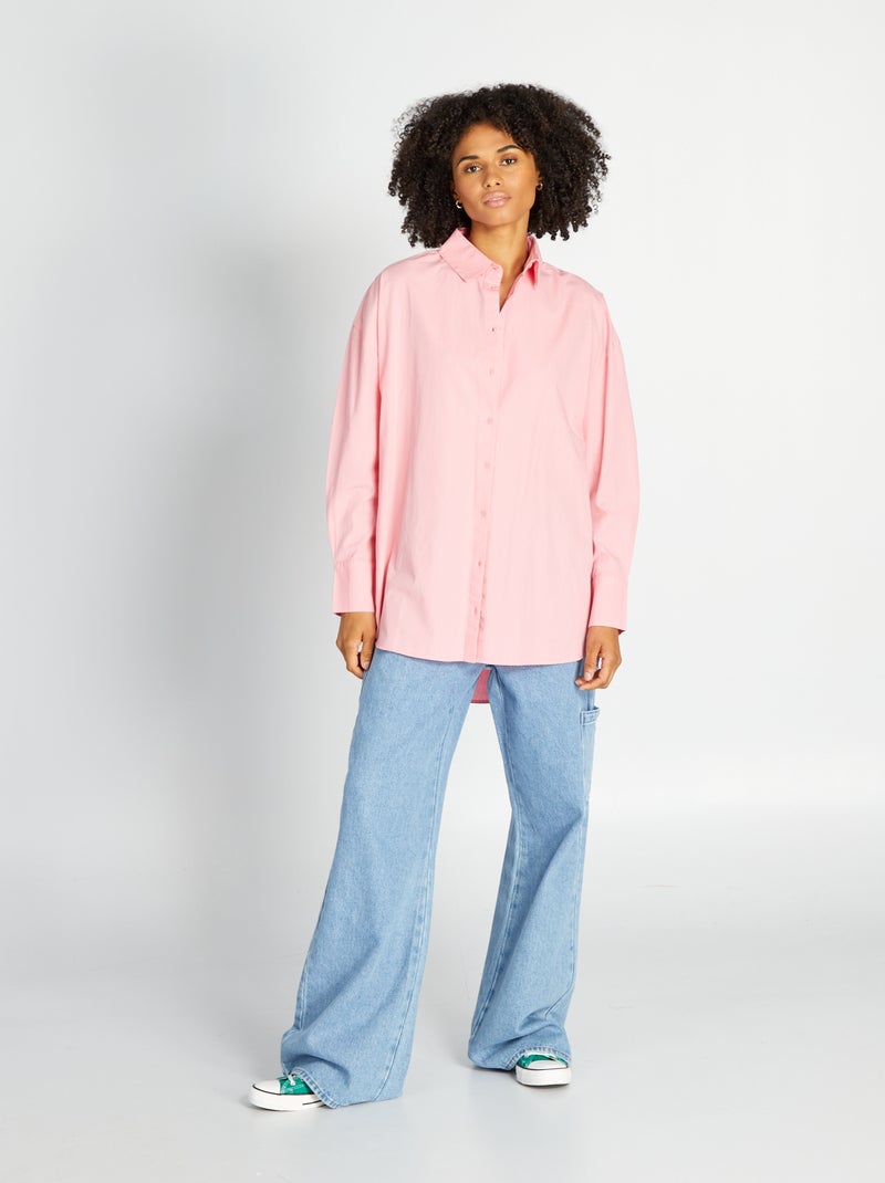 Camicia oversize in popeline ROSA - Kiabi