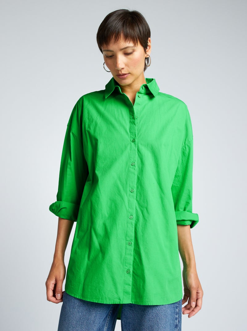 Camicia oversize in popeline verde - Kiabi