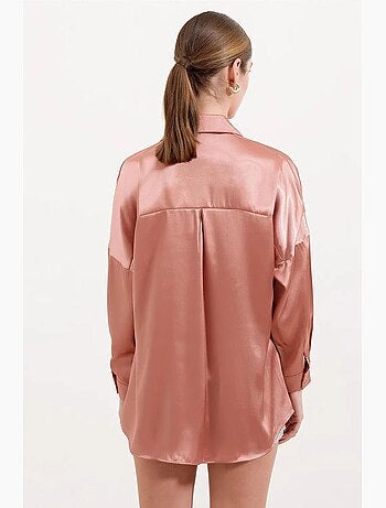 Camicia oversize in raso con bottoni sul davanti bdart