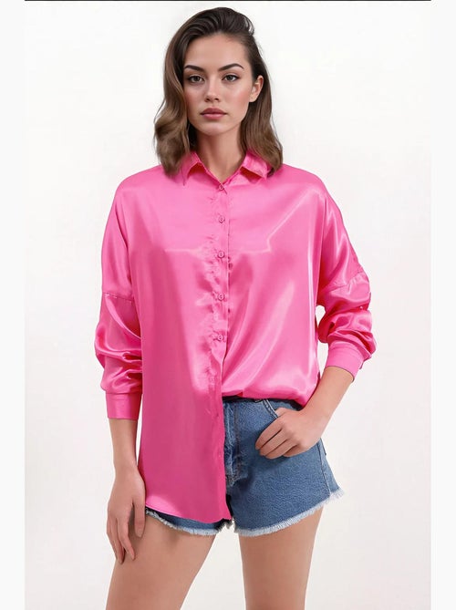 Camicia oversize in raso con bottoni sul davanti bdart - Kiabi Camicia oversize in raso con bottoni sul davanti bdart - Kiabi