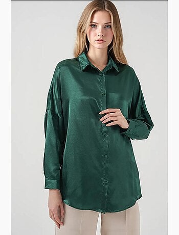 Camicia oversize in raso con bottoni sul davanti bdart