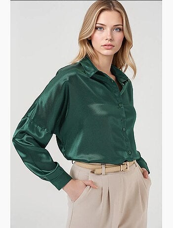 Camicia oversize in raso con bottoni sul davanti bdart