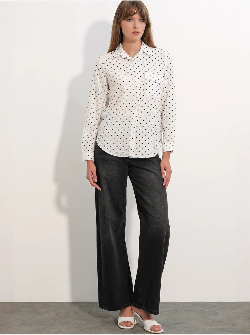 Camicia oversize in tessuto con pois bdart Bianco sporco - Kiabi