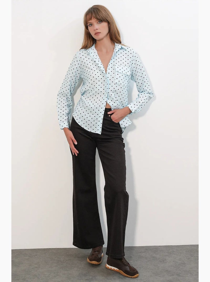 Camicia oversize in tessuto con pois bdart Blu cielo - Kiabi