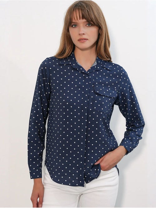 Camicia oversize in tessuto con pois bdart - Kiabi Camicia oversize in tessuto con pois bdart - Kiabi