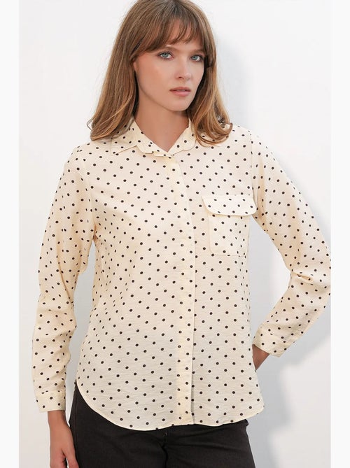 Camicia oversize in tessuto con pois bdart - Kiabi Camicia oversize in tessuto con pois bdart - Kiabi