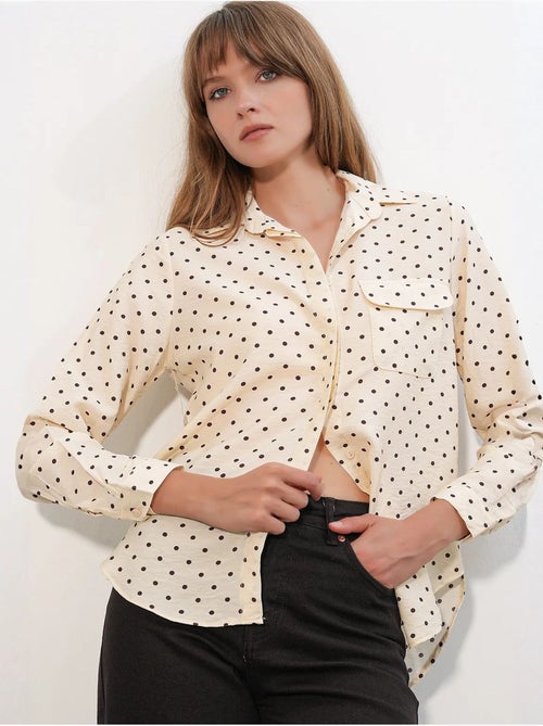 Camicia oversize in tessuto con pois bdart - Kiabi Camicia oversize in tessuto con pois bdart - Kiabi